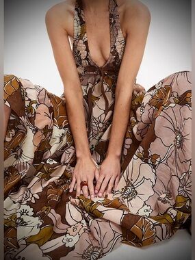 NWT!! FREE  PEOPLE Bayside Floral Maxi Dress Safari Combo!!